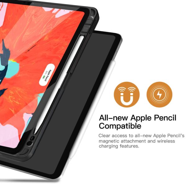 TiMOVO Case Fit iPad Pro 11" 2018 with Pencil Holder [Support Attaches Magnetically to Pair/Charge Function] Smart Case Protector Cover , with Auto Wake/Sleep for iPad Pro 11 2018 - Black