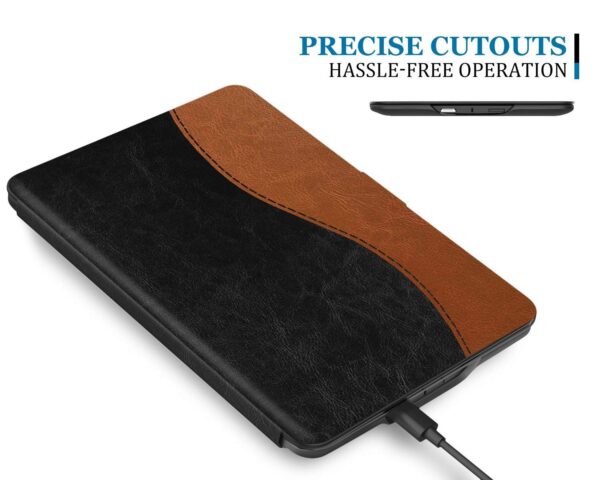 TiMOVO Case Compatible with Kindle Paperwhite - PU Leather Smart Cover with Auto Wake/Sleep Function fits Paperwhite Versions Prior to 2018 (Will not fit All-New Paperwhite 10th Gen), Black/Brown