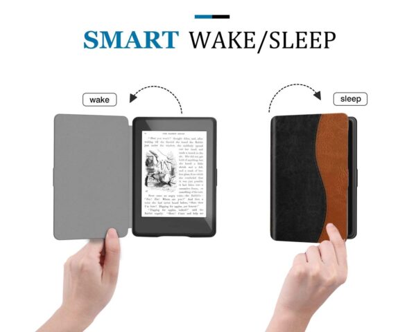 TiMOVO Case Compatible with Kindle Paperwhite - PU Leather Smart Cover with Auto Wake/Sleep Function fits Paperwhite Versions Prior to 2018 (Will not fit All-New Paperwhite 10th Gen), Black/Brown
