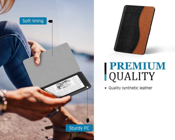 TiMOVO Case Compatible with Kindle Paperwhite - PU Leather Smart Cover with Auto Wake/Sleep Function fits Paperwhite Versions Prior to 2018 (Will not fit All-New Paperwhite 10th Gen), Black/Brown