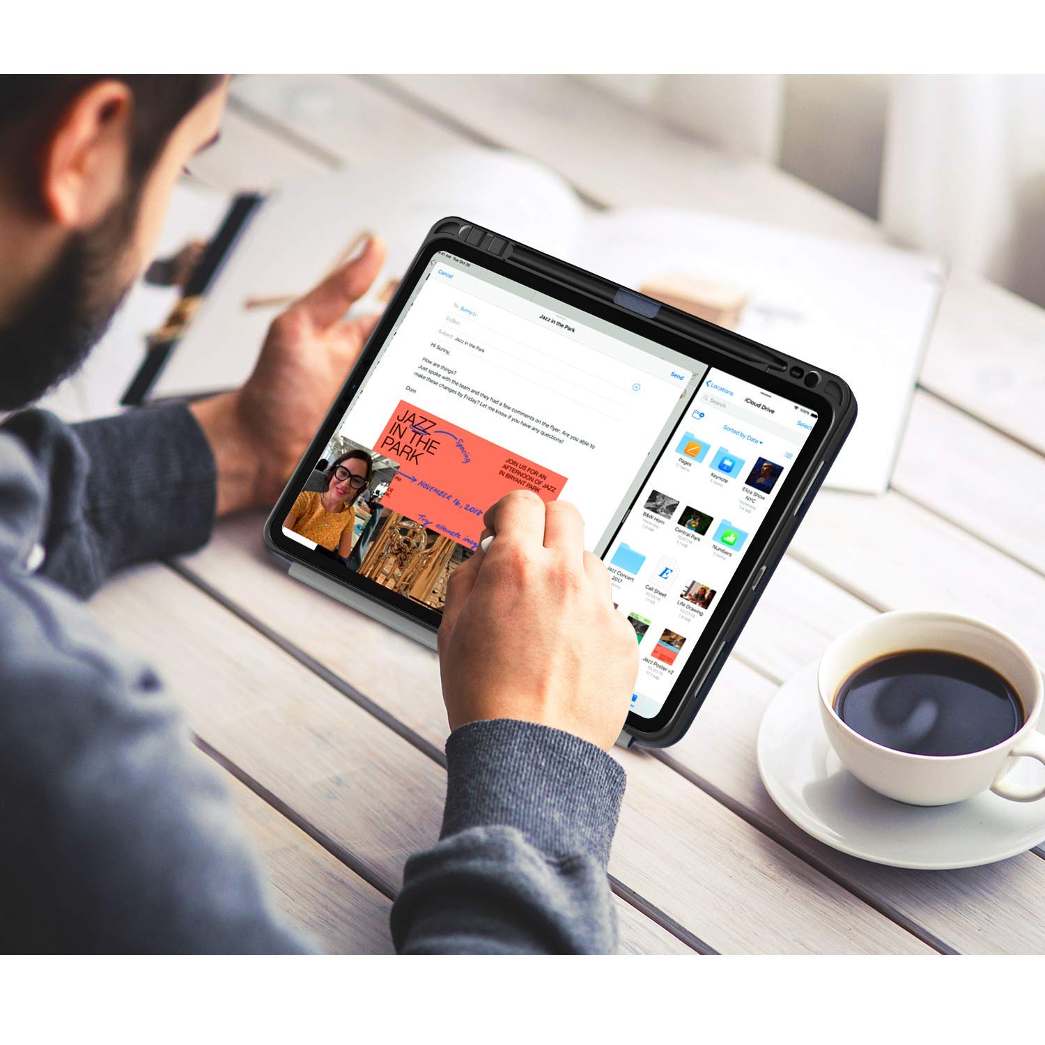 TiMOVO Case Fit iPad Pro 11″ 2018 with Pencil Holder [Support Attaches to Pair