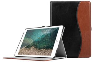 TiMOVO Cover Compatible for iPad 9.7 2018/2017 Case, Smart Case Multi-Angle Viewing Folio Stand Cover with Pocket and Auto Wake/Sleep Function Fit iPad 9.7-inch 2018 & 2017 Tablet, Black/Brown