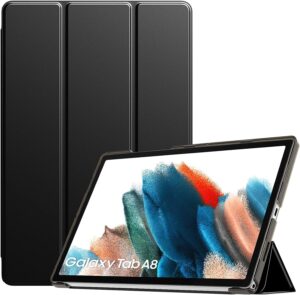 1 TiMOVO Case for Galaxy Tab A8 10.5 Case 2022 SM-X200/SM-X205, Slim Translucent Frosted Hard Back Tri-Fold Protective Case for Samsung Galaxy Tab A8 Tablet, Black