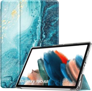 1 TiMOVO Case for Galaxy Tab A8 10.5 Case 2022 SM-X200/SM-X205, Slim Translucent Frosted Hard Back Tri-Fold Protective Case for Samsung Galaxy Tab A8 Tablet, Gilding