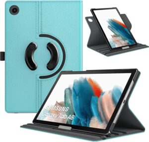 1 TiMOVO Compatible with Samsung Galaxy Tab A8 10.5 Case 2022, Galaxy A8 Tablet Case SM-X200/SM-X205, 90 Degree Rotating Swivel Leather Cover, Multiple Viewing Angles Folding Stand Case, Sky Blue