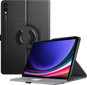 TiMOVO Rotating Case for Samsung Galaxy Tab S9+ Plus 2023 SM-X810/X816B/X818U, 90 Degree Rotating Stand Cover with S Pen Loop, Support Auto Wake Sleep for Galaxy Tab S9+ Plus 12.4" Tablet, Black
