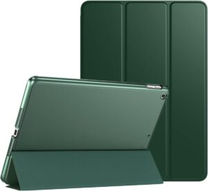 TiMOVO Coque Compatible avec iPad 9ème/8ème/7ème Génération(Modèle 2021/2020/2019), Étui avec Translucide Givré Rigide Protégé Pochette, Vert Nuit