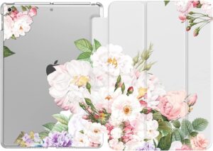 TiMOVO Hülle für iPad 9. Generation 2021/iPad 8. Generation 2020/iPad 7. Generation 2019, Dünn Schutzhülle mit Auto Schlafen/Wachen, Blühende Blumen