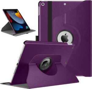 TiMOVO Hülle für iPad 9. Generation 2021, iPad 8. Gen 2020, iPad 7. Gen 10,2 Zoll 2019, 360 Grad drehbar, automatischer Weck-/Wachmodus, Violett