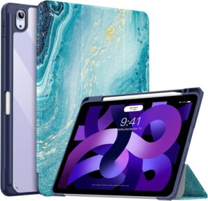 TiMOVO Hülle Kompatibel mit iPad Air 5/4 Generation 2022/2020, iPad Air Hülle mit Stifthalter Ständer Schutzhülle Unterstützt Touch ID, Vergoldend
