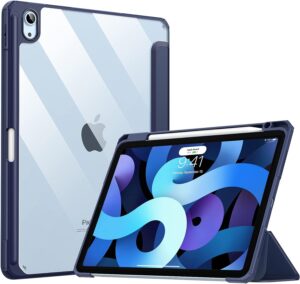 TiMOVO Hülle Kompatibel mit iPad Air 5/4 Generation 2022/2020, iPad Air Hülle mit Stifthalter Ständer Schutzhülle Unterstützt Touch Id, Marineblau