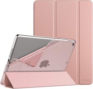 TiMOVO Hülle Kompatibel mit iPad 9./8./7. Generation 10,2 Zoll 2021/2020/2019, TPU Transluzenter Faltbar Magnetisch Schutzhülle - Rose Gold