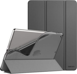 TiMOVO Hülle Kompatibel mit iPad 9./8./7. Generation 10,2 Zoll 2021/2020/2019, TPU Transluzenter Faltbar Magnetisch Schutzhülle - Space Grau