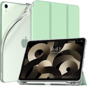 TiMOVO Funda Compatible con iPad Air 5.ª/4.ª Generación 2022/2020 10.9 Pulgadas, Carcasa con Portalápiz Trasera Transparente Antiarañazos, Verde