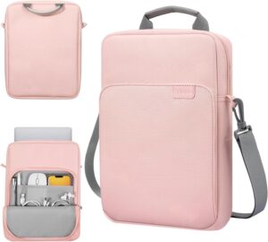 TiMOVO 9-11" Tablet Sleeve Bag Carrying Case with Strap, Pink | Fits iPad A16 11", Pad Air 11/5th & 4th 10.9", 10th Gen/10.2", Galaxy Tab A11 Plus, Multi-Pocket, Handle, Padded Protection
