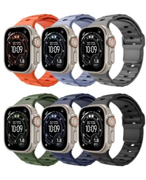 TiMOVO 6 Pack Sport Bands Compatible with Apple Watch Ultra 4/3/2/1 49mm, Silicone Breathable Replacement Watch Strap for Men, for iWatch SE 3/2/1, Series 12 11 10 9 8 7 6 5 4 3 2 1 46 45mm 44mm 42mm