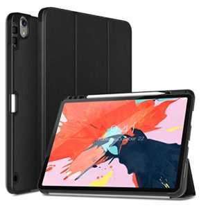 TiMOVO Case Fit iPad Pro 12.9″ 2018 with Pencil Holder [Support Attaches Magnetically to Pair/Charge Function] Smart Case Protector Cover , with Auto Wake/Sleep for iPad Pro 12.9 2018 – Black