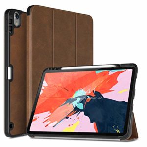 TiMOVO Case Fit iPad Pro 12.9″ 2018 with Pencil Holder [Support Attaches Magnetically to Pair/Charge Function] Smart Case Protector Cover , with Auto Wake/Sleep for iPad Pro 12.9 2018 – Brown