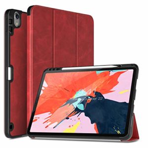 TiMOVO Case Fit iPad Pro 12.9″ 2018 with Pencil Holder [Support Attaches Magnetically to Pair/Charge Function] Smart Case Protector Cover , with Auto Wake/Sleep for iPad Pro 12.9 2018 – Red