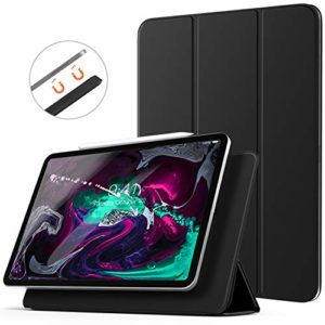 TiMOVO Case Fit iPad Pro 12.9″ 2018, [Support Magnetically Attach Pair/Charge Function] Magnetic Absorption Cover Light Weight Smart Case, Smart Folio Tri-fold Stand, Auto Wake/Sleep – Black