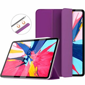 Convient à Tablette iPad Pro 11 2018 TiMOVO Sac de Protection Compatible avec Apple Pencil 2ème génération Housse en PU Cuir avec Sangle Élastique Violet iPad Pro 12.9 2018 