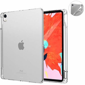 TiMOVO Case Fit iPad Pro 11″ 2018 with Apple Pencil Holder [Support Magnetically Pair/Charge Function] Matte Frosted Soft Case TPU Slim & Light Back Cover Fit iPad Pro 11 Inch 2018 – Clear