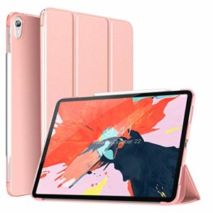TiMOVO Cover Compatible for iPad Pro 12.9″ 2018 Case, Smart Case Translucent Frosted Back Protector with Side Opening for Pencil Magnet with Auto Wake/Sleep Fit iPad Pro 12.9 2018(3rd Gen)- Rose Gold