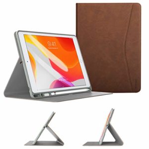 TiMOVO Case for New iPad 7th Generation 10.2″ 2019 with Apple Pencil Holder, Multiple Viewing Angles Leather Folding Folio TPU Back Cover with Auto Wake/Sleep Fit iPad 10.2-inch Retina display – Brown