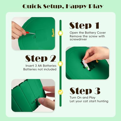 Pawaboo Interactive Cat Toy with Running Mouse, Automatic Track Kitten Toy  Green : Pet Supplies